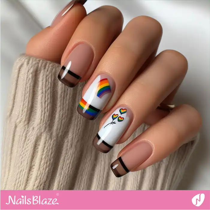 Rainbow and Hearts French Nails | Pride | LGBTQIA2S+ Nails - NB2044